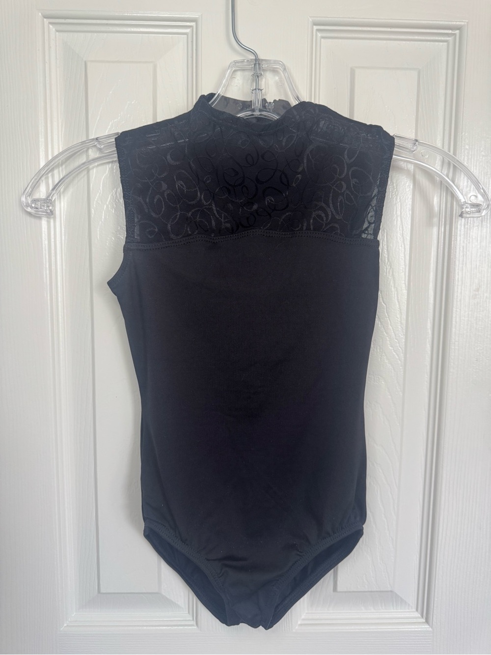 Motionwear Black Lace-Accent Sleeveless Leotard